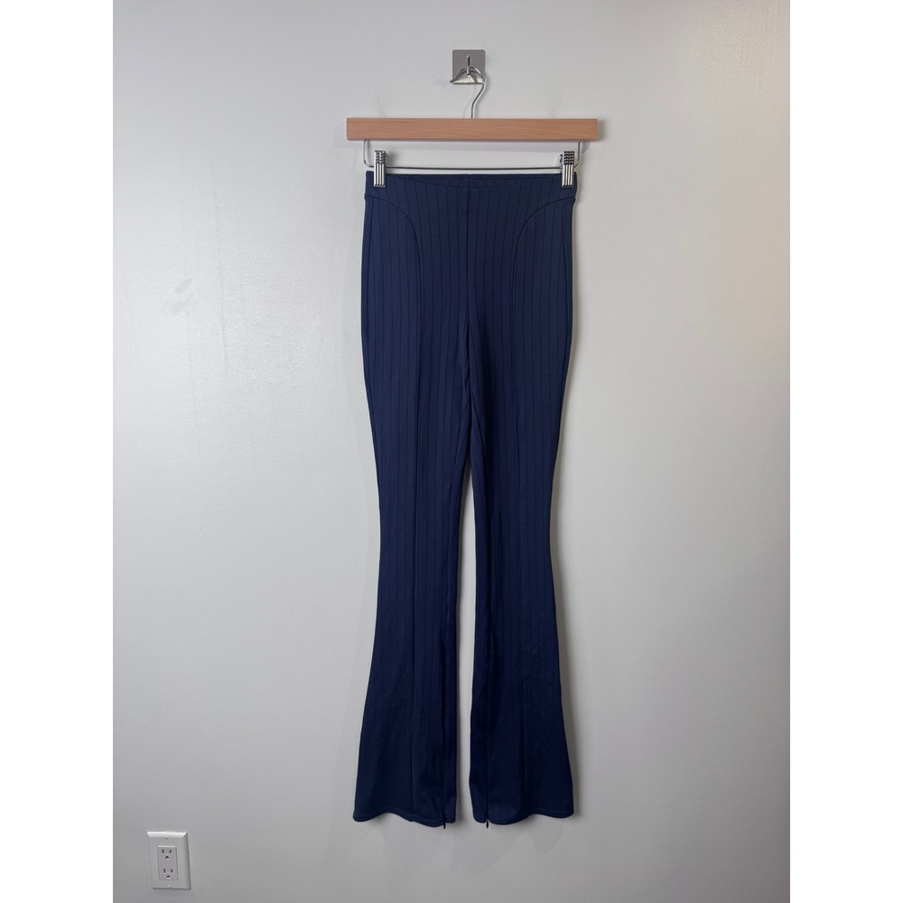 Alo Yoga Women Navy Blue Pinstripe Flare Leggings Size XS